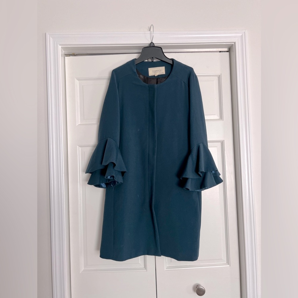 Vintage style realism teal trench coat